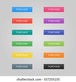 Set of colored Buttons. Web elements. Vector.