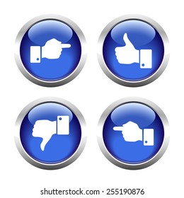Set of colored buttons for web, hands. Vector.