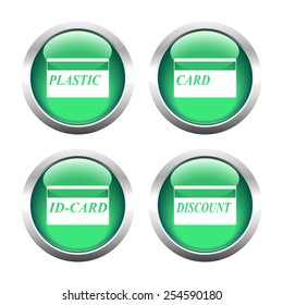 Set of colored buttons for web, plastic cards. Vector.