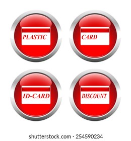Set of colored buttons for web, plastic cards. Vector.