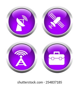 Set of colored buttons for web, satellite, antenna portfolio. Vector.