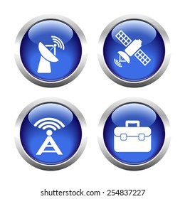 Set of colored buttons for web, satellite, antenna portfolio. Vector.