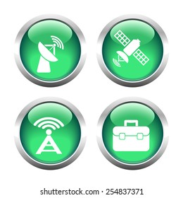 Set of colored buttons for web, satellite, antenna portfolio. Vector.
