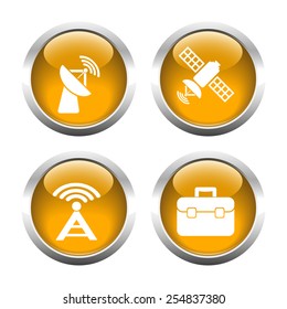 Set of colored buttons for web, satellite, antenna portfolio. Vector.