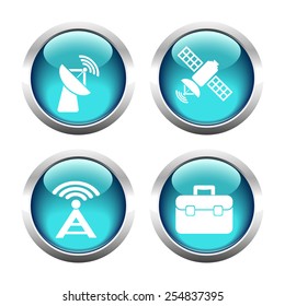 Set of colored buttons for web, satellite, antenna portfolio. Vector.