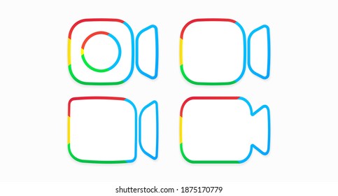 A set of colored camera icons isolated on a light background. Vector illustration