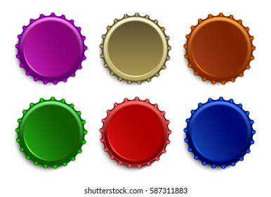 Conjunto de tapas coloreadas para botellas de cerveza