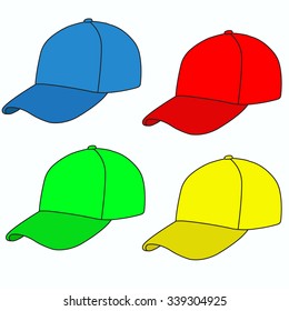 Set Colored Caps Outlined Black Outline Stock Illustration 340707581 ...