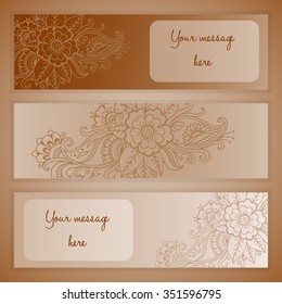 Set of colored cards in decorative retro oriental style.