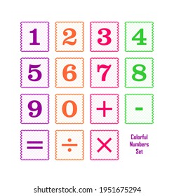 set of colored cards with numbers for teaching children math, learning numbers 