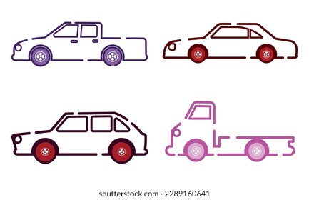 Set of colored cars icons Vector