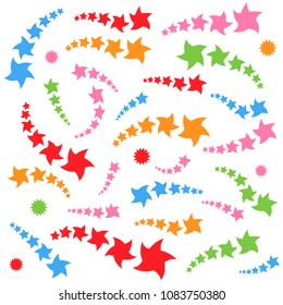 A set of colored cartoon stars. Abstract Fantastic Silhouettes. Simple flat vector illustration isolated on white background