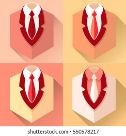 Set of colored celebratory jackets and ties