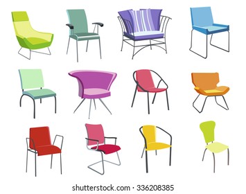 set of colored chairs