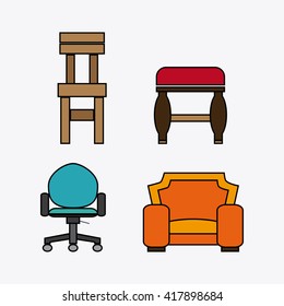 Set of colored chairs, vector illustration