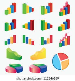Set of colored charts on the white background.