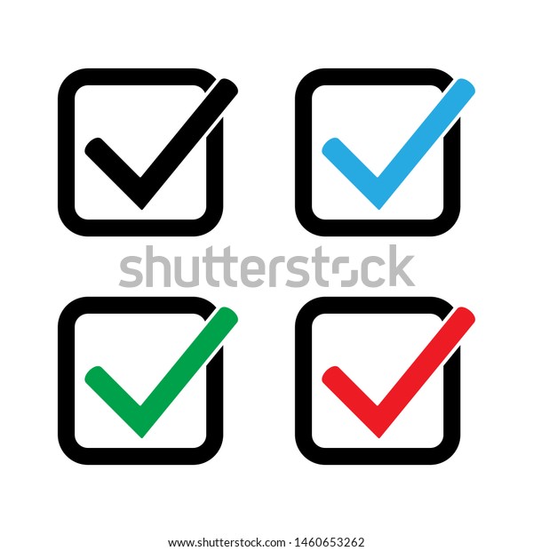 Set Colored Check Mark Icons Tick Stock Vector Royalty Free