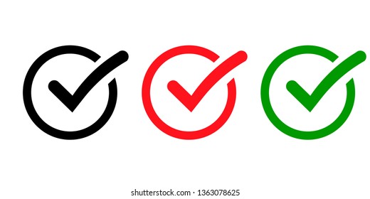 Set of colored check mark isolated on white background. Symbol of agree. Sign of choice. EPS10