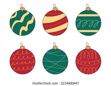 A set of colored Christmas balls for decoration for Christmas.Decorations to create a festive atmosphere. Vector illustration.