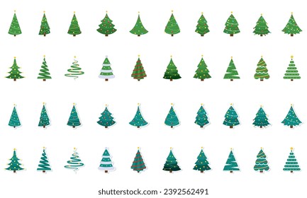 Reihe farbiger Weihnachtsbaumsymbole Vektorgrafik