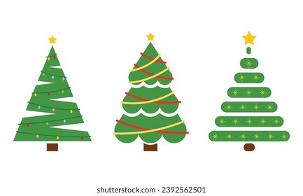 Conjunto de iconos de árboles de navidad de color Icono de vectores