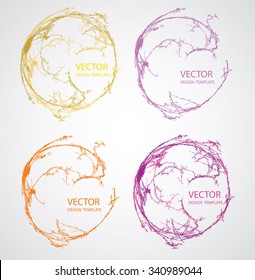 Set of Colored Circle Round Stamp in Grungy Style for your Design. Distress Frame 