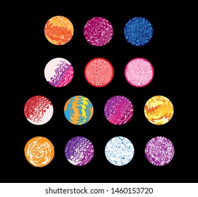set of colored circles for design and decoration. The chaotic colored circles of colored lines.