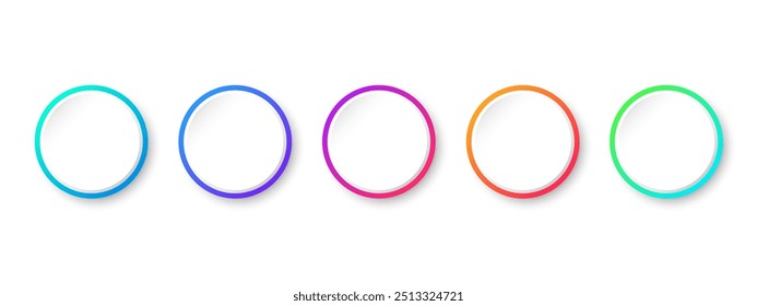 set of colored circles for design, circles with shadows in different colors. isolated on white background, vector illustration