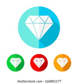 Set of colored circles with diamond icon. Vector illustration.