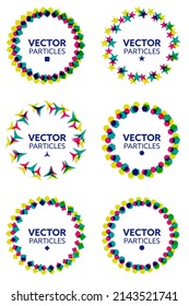 Set of Colored Circles Formed by Different Geometric Shapes. Abstract design elements. Vector illustration. creative abstract vector set.