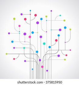 Set of colored circles and lines form the shape of an abstract tree. Concept network. The file is saved in the version AI10 EPS. This image contains transparency.