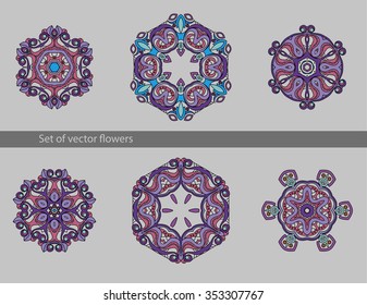 Set of colored circular patterns. Vector design elements
