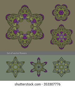 Set of colored circular patterns. Vector design elements
