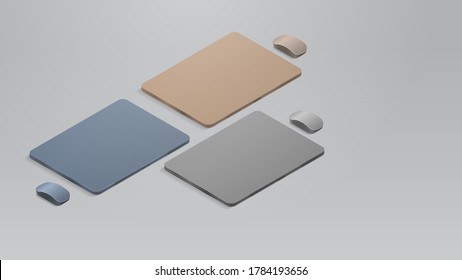 set colored closed laptops with mouses realistic mockup gadgets and devices concept horizontal vector illustration