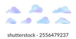 Set of colored clouds on a white background.Gradient clouds with white gap. Geometric figure illustrations.