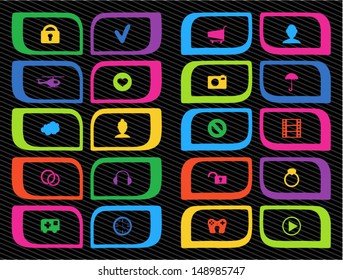 set of colored and colorful icons