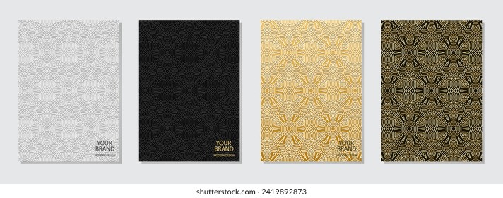 Set von farbigen Covern, vertikale Vintage-Vorlagen. Eine Sammlung von Reliefs, geometrischen Hintergründen mit ethnischen 3D-Mustern. Volkskunst aus Ost, Asien, Indien, Mexiko, Aztec, Peru.