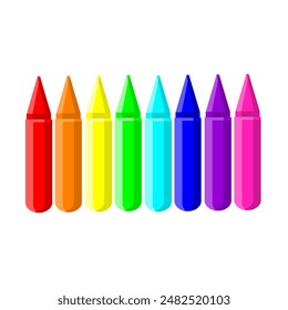 A set of colored crayons, colored crayons with various colors, school supplies illustration 