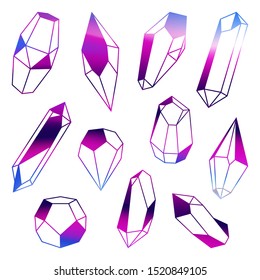 Set of colored crystals in polygon style 