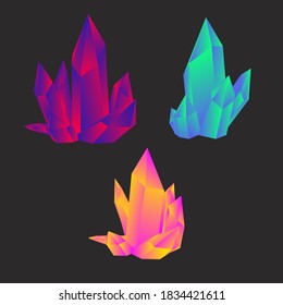 Set of colored crystals in polygon style