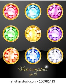 Set of colored crystals. Vector illustration EPS 10. RGB. Contains transparency and blending modes.