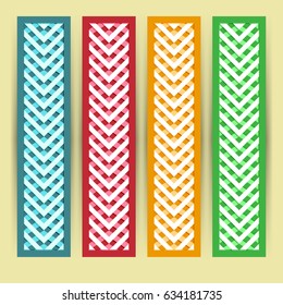 Set of colored decorative bookmarks. Vertical decorative elements.