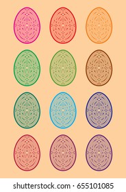 set of colored decorative eggs. vector illustration