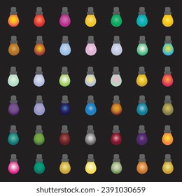 Set of colored decorative light bulbs