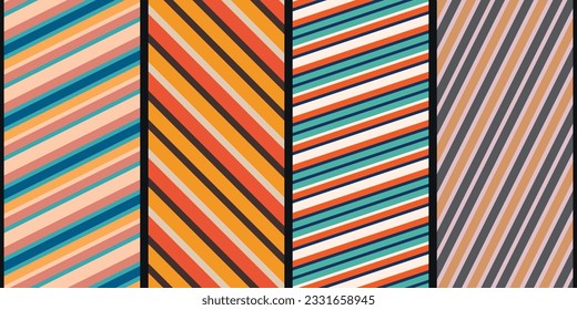 Set of colored diagonal stripes. Diagonal stripes from a seamless and endless pattern. Stylish diagonal pattern.