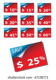 Set of colored discont labels,vector.