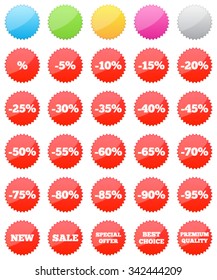 Set of colored discount labels