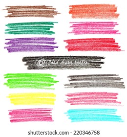 Set of colored doodle sketch banners. Hand-drawn vector illustration.
