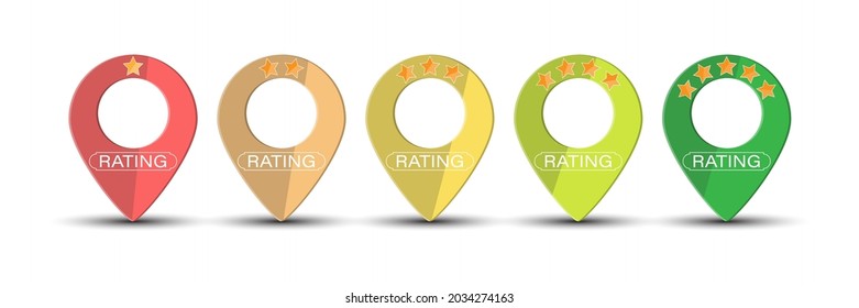 set of colored dots for a map with a rating. Flat style