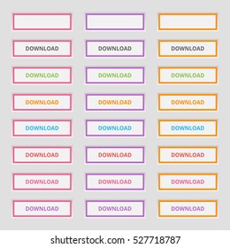 Set of colored Download Buttons. Web elements. Vector.